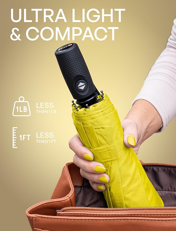 REPEL Windproof Travel Umbrella - Compact & Withstands Winds up to 85MPH , Strongest Premium Auto Folding Umbrella for Rain and Sun - Durable, Light & Portable for Women & Men , Fits Backpack & Cars