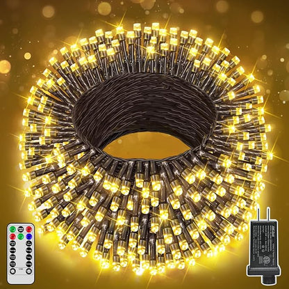 98FT 300 LED Christmas Lights Outdoor, Warm White Christmas Tree Lights Plug in, 8 Modes Twinkle String Light for Bedroom Wedding Party Ceiling Xmas Home Decorations