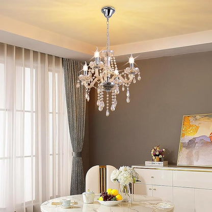 YYSHCHEN Cognac Small Crystal Chandelier,Vintage Mini Glass Chandelier for Dining Room,Living Room,Bedroom,Enrtryway
