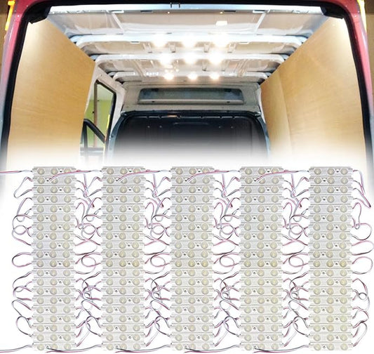 Ampper 12V 300 LEDs Interior Van Lights, LED Ceiling Lights for Van RV Boats Caravans Trailers and More (100 Modules, White)