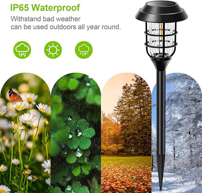 LETMY Solar Pathway Lights Outdoor, 8 Pack Bright Solar Lights Outdoor, IP66 Waterproof Auto On/Off Solar Garden Lights Solar Powered Landscape Lighting for Yard Patio Walkway Driveway Pathway - Black