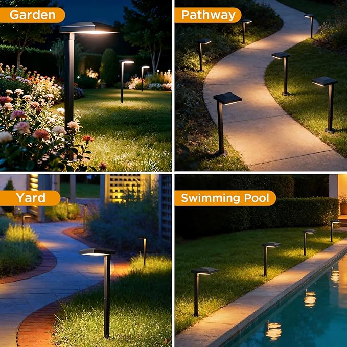 LUTEC 2 Pack Low Voltage Pathway Lights, Aluminum 12V Landscape Lighting with Connectors，IP65 Waterproof Anti-Glare Wired LED Pathway Lights, 5W 500LM Warm White 3000K for Pathway, Yard, Garden
