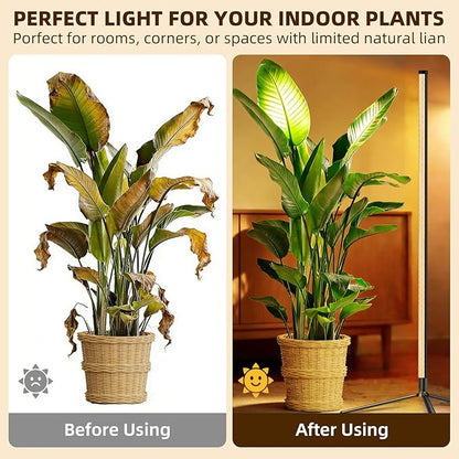 Standing Grow Light for Indoor Plants with Timer,42W Full Spectrum Vertical Grow Lights for Indoor Plants,4FT T8 243LED Plant Lights for Indoor Growing with On/Off Timer Function, 2 Pack