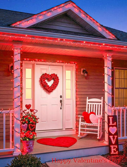 50-Count Red Valentine's Day Lights with Green Wire Waterproof,Mini String Lights for Holiday Decorations, Christmas Tree, Party, Wedding, Xmas, Home, Indoor & Outdoor Use (13ft Long)