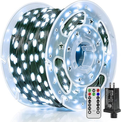BrightChristmas 600 LED 196 FT Christmas Lights, Waterproof String Lights with Remote and Timer, Christmas Tree Lights with 8 Modes Dimmable, Fairy Lights for Holiday Decor (Cool White)