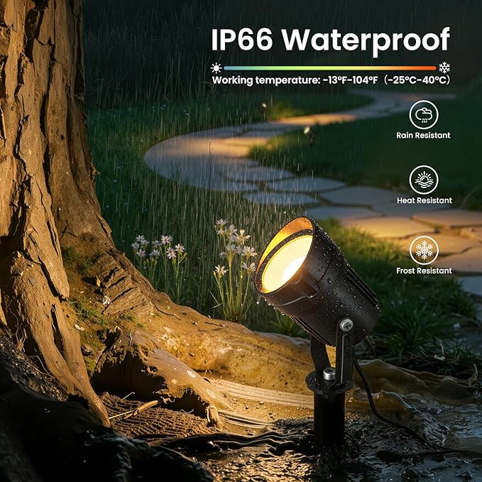 Low Voltage Landscape Lighting Kit, 6W Landscape Lights with Transformer 66FT UL-Listed Wire & Connectors, 3000K Waterproof Outdoor Spotlight Lights for Yard House Tree 12V-24V 8Pack