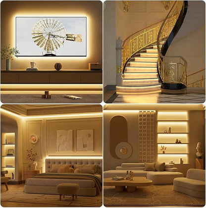 PAUTIX COB LED Strip Light 2700K, 24ft/7.5m Dimmable 3780LEDs DC24V Warm White LED Strip Light,High Lumen Tape Light with RF Remote Timer Function and 48W Power Supply for Home DIY Lighting Project