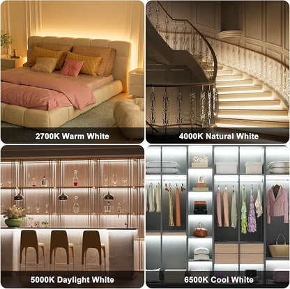 PAUTIX CCT COB LED Strip Light White Tunable 6400LEDs,CRI90+ 32.8ft/10m Dimmable 2700K-6500K 24V LED Tape Lights Kit,Work with Alexa/Google Assistant,for Under Cabinet Bedroom Kitchen DIY Lighting