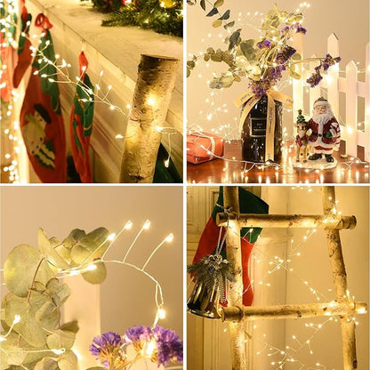 Fairy Lights Plug in, Dailyart 2000 Led Twinkle String Light with Remote 130Ft Waterproof 8 Modes Warm Cluster Lights with Timer for Bedroom Wreath Window Wedding Christmas Tree Decoration,Sliver Wire