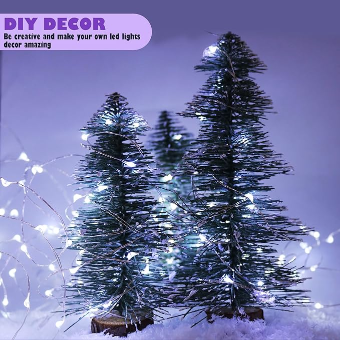 6 Pack Fairy Lights Battery Operated No Remote Waterproof Firefly Lights LED Starry String Lights 20 LEDs 7ft Silvery Copper Wire for Wedding Party Bedroom Patio Christmas Decor Cool White