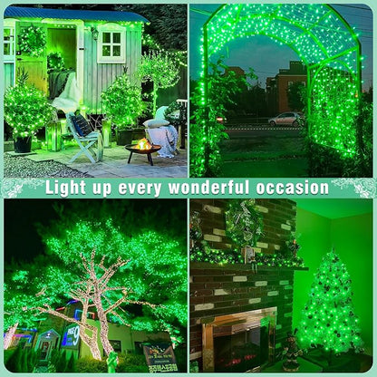 132FT 400 LED Outdoor String Lights, Plug in Christmas Lights Indoor Waterproof, 8 Modes Fairy Twinkle Lights Clear Wire for Outside Home Patio Garden Party Holiday Decorations, Green
