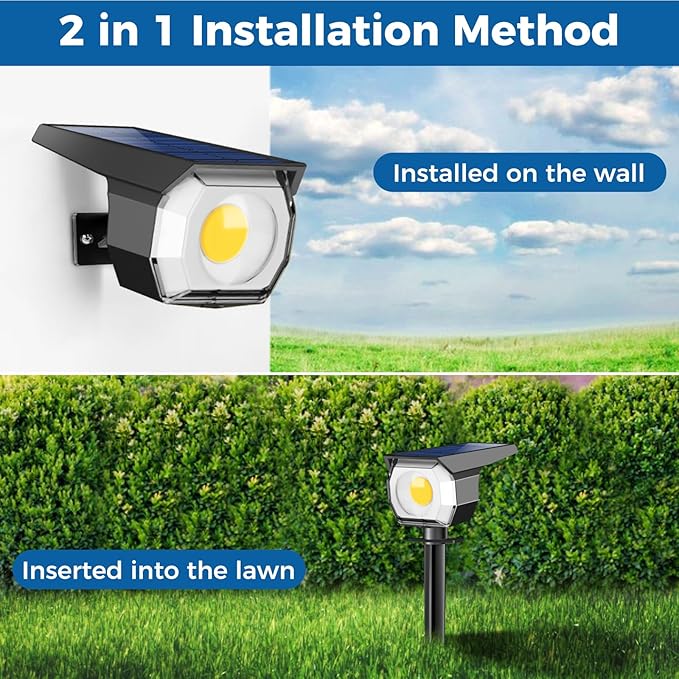 Peasur 18 Pack Solar Lights Outdoor, Spotlights Outdoor Waterproof 3 Modes, 2-in-1 Auto On/Off Solar Spot Landscape Lighting Outside for Tree Plants Yard Garden Pathway, Warm White