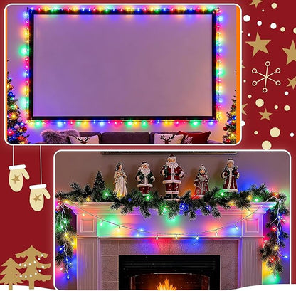 cshare Christmas String Lights Outdoor Waterproof 9.8ft 30 LED, Muliticolor Fairy Lights Battery Operated with Timer Clear Wire for Indoor & Outdoor Christmas Decorations Garland Party Garden