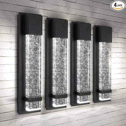 ASD LED 24" Bubble Glass Wall Light Fixture, Outdoor Dusk to Dawn Sconce | 3CCT, Waterproof, Photocell, ETL Listed | 12W 500LM 3000-5000K 120V | Exterior Lantern, Porch Lighting | Black, 4 Pack