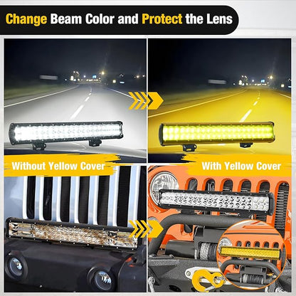 Nilight 20 Inch LED Light Bar Cover Amber Yellow Protective Cover Durable Polycarbonate Lens Waterproof Dustproof Scratch-Proof for Double-Row Lights Off Road Driving Lighting