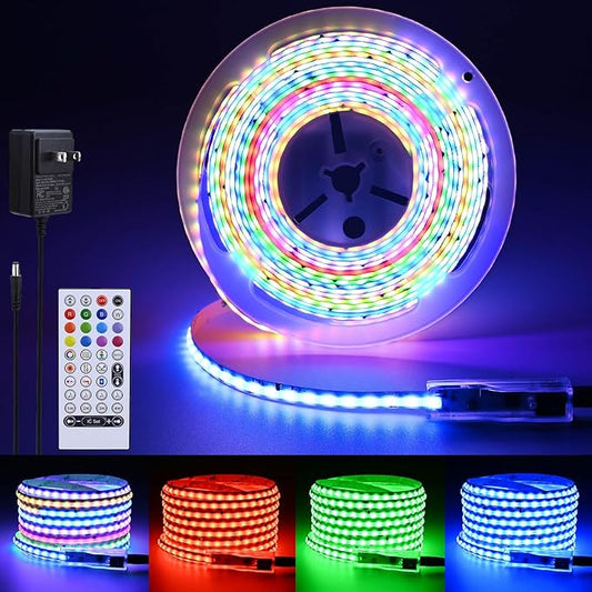 RGB+IC COB LED Strip 16.4ft WS2811 24V Addressable Color Changing Multicolor RGB LED Tape Lights Kit for Bedroom,Gaming Room,Party Lights