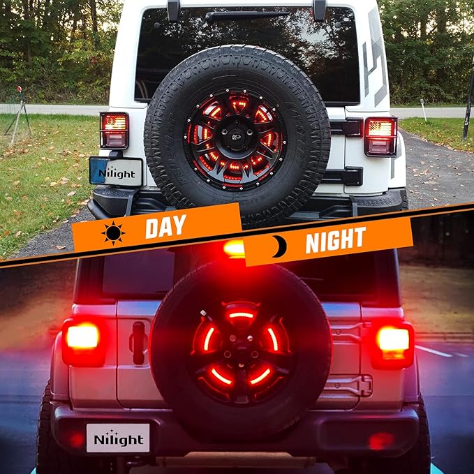 Nilight Spare Tire Brake Light Wheel Light 3rd Third Brake Light for 2018 2019 2020 2021 2022 2023 2024 2025 Jeep Wrangler JK JKU JL JLU