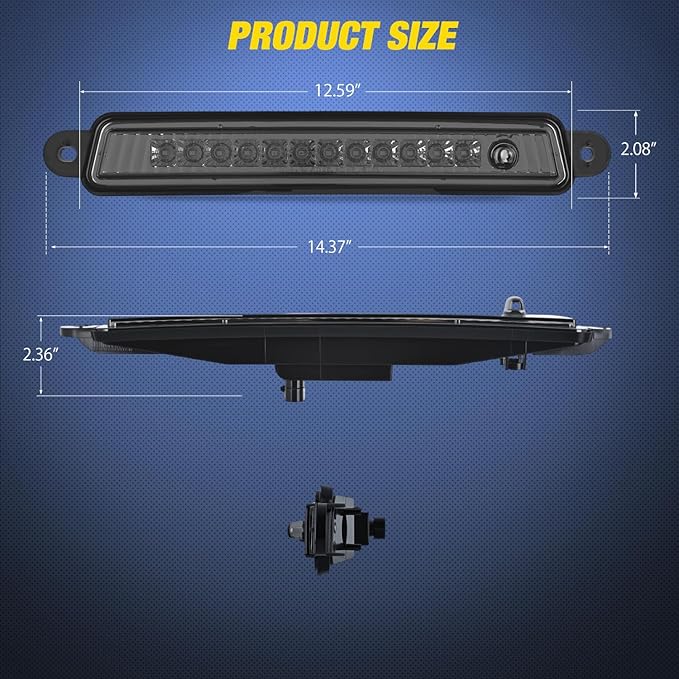 Nilight Third Brake Light Tail High Mount 3rd Stop Lights Smoked Lens for Nissan Armada 2005-2015 Pathfinder Armada 2004 Infiniti QX56 2004-2010 Van SUV Rear Center Cab Lamp