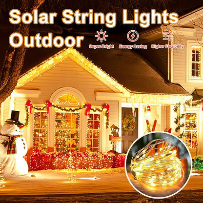 LIGHTOP Solar String Lights Outside Fairy Lights Outdoor Waterproof Copper Wire 2 Pack 33FT 100LED for Garden Decoration Wedding Party Terrace Yard Tree Patio (Warm White)