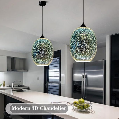 Modern 3D Fireworks Pendant Light Colorful Pendant Lights Colorful Glass Fireworks Art Pendant Light Unique Fixture for Kitchen Island Restaurant Living Room Bedroom (Dia8.6 x H12.6, Bulb Incl.)
