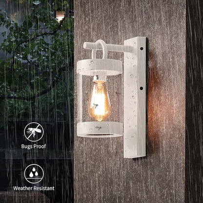 Porch Light White Dusk to Dawn Outdoor Wall Light, 13in Large Exterior Lighting Fixture for House Garage Front Door, Waterproof Outside Hanging Lamp E26 Wall Mount Lantern (Bulb Not Included)