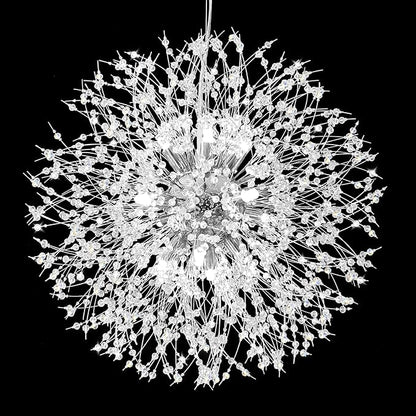 Qamra Modern Crystal Chandeliers, Chrome Firework Dandelion Sputnik Chandelier Light Fixture Pendant Lighting for Dining Room, Bedroom, Kitchen, Living Room(12-Light, Chrome)