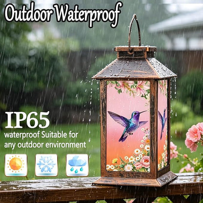 Hummingbird Garden Deco Solar Lanterns Outdoor Waterproof,Metal Hanging Decorative Solar Lights,Mothers Day Gifts,Birthday Gifts for Women Mom Grandma,Gardening Gifts for Yard,Patio, Lawn,Tabletop
