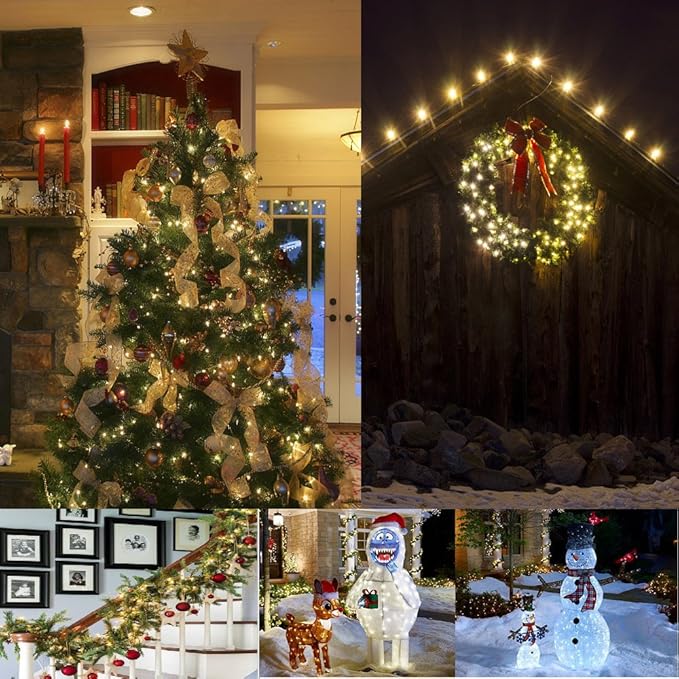 MAGOTAN Christmas Lights, Battery Operated String Lights 18ft 50 LED 8 Modes LED Mini Lights with Timer for Christmas Tree Wreath Party Home Indoor Outdoor Decor, Waterproof, Warm White