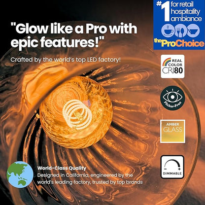 TimelessGlow 4 Pack Dimmable A19 LED Filament Bulb 5W 40W Equivalent Warm Amber 2000K E26 Base CRI80 Amber Glass Spiral Filament ETL FCC Certified Flicker Free Decorative Lighting