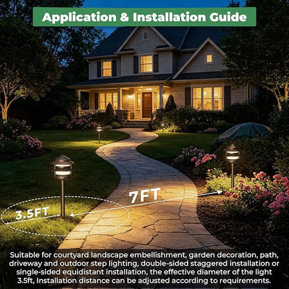 Gardencoin Pagoda Low Voltage Landscape Pathway Lights, 12V Outdoor LED Path Lights Wired, Aluminum Walkway Lighting with 4W 2700K Replaceable G4 Bulb, Bronze Classic 3-Tier Lantern, 12 Pack