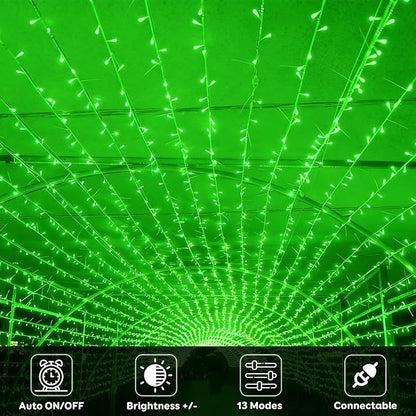 88FT 240LED Extra-Long Connectable String Lights Indoor Outdoor Clear Wire, Green Christmas String Lights, Plug in Twinkle Fairy Light with Timer for Wedding Patio Tree Yard Christmas Decorations