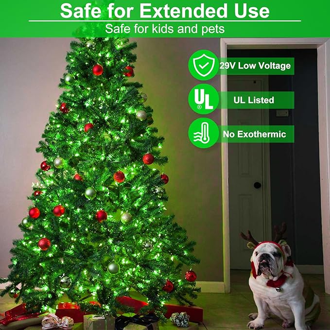 Green String Lights for St Patrick's Day, 100FT 300 LED Christmas Lights Outdoor with 8 Modes, Waterproof Connectable Twinkle Fairy Lights Green Wire for Indoor House Patio Party Holiday Decorations