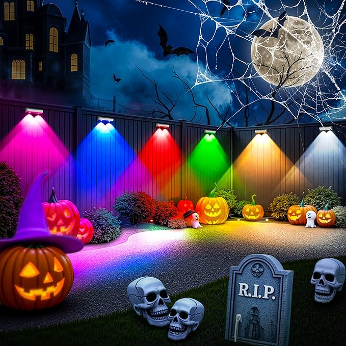 SOLPEX Solar Fence Lights Outdoor, 9 Fixed Colors ＆ Color Changing Fence Solar Lights Outdoor Waterproof IP65, LED Deck Lighting for Backyard Wall Step Patio Railing Pool Porch (16 Pack)