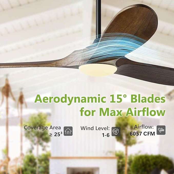 Haipeel 60 Inch Ceiling Fans with Lights, Propeller Solid Wood Ceiling Fans with Light and Remote Control for Outdoor Ceiling Fan with Light for Patio Farmhouse, DC ETL Listed, Oil Rubbed Bronze