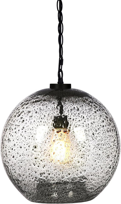 CASAMOTION Pendant Lighting Kitchen Island Entryway Hallway Foyer Clear Glass Black Marble Modern Farmhouse Ceiling Hanging Light fixtures Large Globe Black Chain Kit 13 inch H