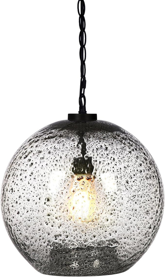 CASAMOTION Pendant Lighting Kitchen Island Entryway Hallway Foyer Clear Glass Black Marble Modern Farmhouse Ceiling Hanging Light fixtures Large Globe Black Chain Kit 13 inch H