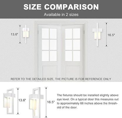 LamQee 2 Packs Modern Outdoor Wall Lights 3000K Integrated LED Outdoor Wall Sconces Lighting, Contemporary Exterior Lighting Fixtures Outside Wall Mount Lights for House Porch Door Garage, Matte White