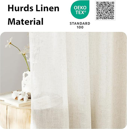 NICETOWN Semi Sheer Door Curtain - Linen Blend Privacy French Door Curtain for Kitchen Rod Pocket Window Treatment Cover Farmhouse Decor for, 52" Wide x 40" Long, 1 Panel, Linen