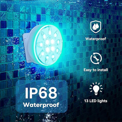 VICHTOP Rechargeable Pool Lights - 1 Pack, IP68 Waterproof Submersible LED Pool Lights with Remote, Underwater Pool Decor Light Accessories for Inground Pools, Above Ground Pools, Party Decoration