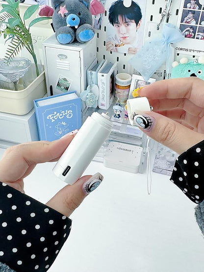 Mandu Deco Rechargeable Kpop Lightstick Battery for K-pop Concerts, Protective Cap with Keychain, Lasts 4 to 6 Hours, White