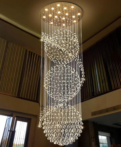 D40'' x H120'' Crystal Chandelier for Entryway High Ceiling Chandeliers Glam Chandelier Modern Large Raindrop Chandeliers LED Dimmable Light Fixtures for Staircaes Foyer Living Room Gold