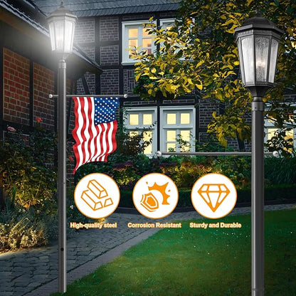 7FT Outdoor Lamp Post with Metal Cross Arm, Direct Burial Installation, 3" Fixture Compatible, Weatherproof for Driveway/Garden Lighting