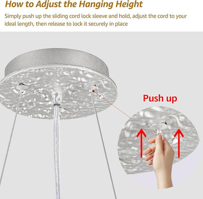 EGM 24-Inch Modern Crystal Chandeliers for Living Room, Silver Crystal Chandeliers for Dining Room, 8-Light Modern Raindrop Leaf Chandelier for Bedroom, Babyroom, E12