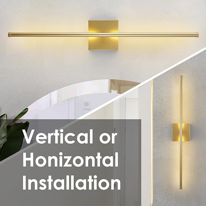 KARTOOSH Battery Operated Wall Sconces with Remote Control, Dimmable Wall Sconces Set of Two, 350°Rotate, 3000K LED Gold Wireless Wall Light for Living Room, Hallway, Bedroom, 40.1 Inch (2 Pack)