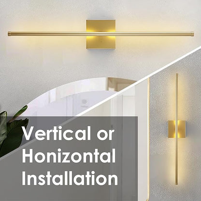KARTOOSH Battery Operated Wall Sconces with Remote Control, Dimmable Wall Sconces Set of Two, 350°Rotate, 3000K LED Gold Wireless Wall Light for Living Room, Hallway, Bedroom, 32.2 Inch (2 Pack)