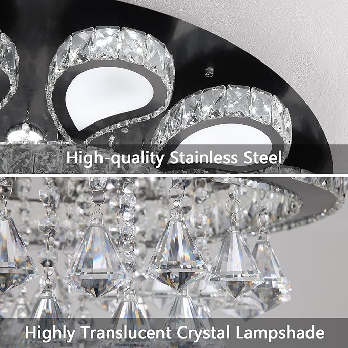 HAIXIANG Chandelier for Living Room Dining Room Modern LED Light Chandeliers Fixtures Remote Dimmbale Lighting Black Crystal Lights
