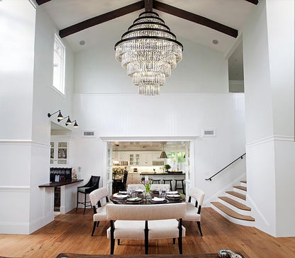 Wellmet Extra Large Crystal Chandelier, Black 9-Tier Luxury Crystal Chandelier, for Living Room, Dining Room, Porch, Entryway, Hallway, Restaurant, 40''W