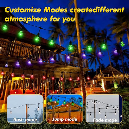 96FT Solar Outdoor String Lights with Remote, 30 Shatterproof Edison Bulbs, Dimmable Color Changing Commercial Patio Lights for Cafe, Yard, Garden, Bistro
