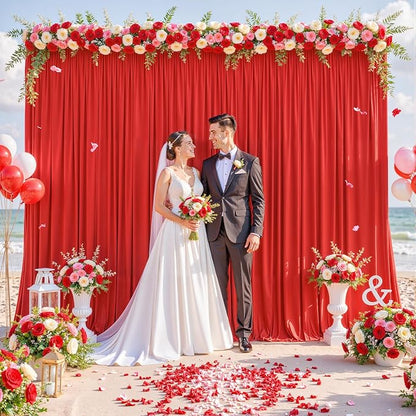 40ft x 10ft Red Backdrop Curtain for Parties Red Wrinkle Free Backdrop Drapes Panels for Wedding Baby Shower Birthday Photo Photography Christmas Polyester Fabric Background Decoration