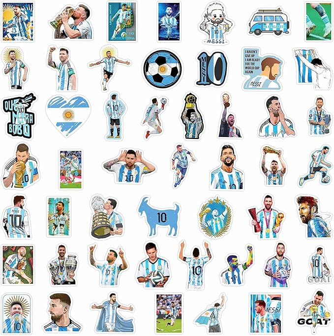 50PCS Soccer Player Messi Sticker for Fans, Vinyl Waterproof Laptop Water Bottle Stickers for Aldults Boys Girls Teens Cool Soccer Sport
